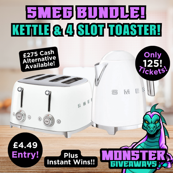 SMEG Kettle & 4 Slot Toaster or £275 Cash! Instant Wins!